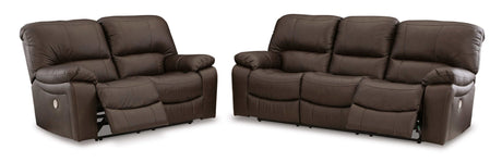 Leesworth Dark Brown Power Reclining Living Room Set / 2pc - Ornate Home