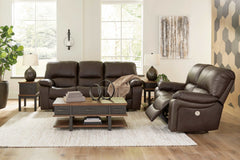 Leesworth Dark Brown Power Reclining Living Room Set / 2pc - Ornate Home