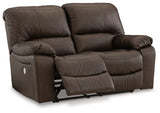 Leesworth Dark Brown Power Reclining Loveseat (Online Special Price) - Ornate Home