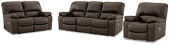 Leesworth Dark Brown Power Reclining Sofa, Loveseat and Recliner - Ornate Home
