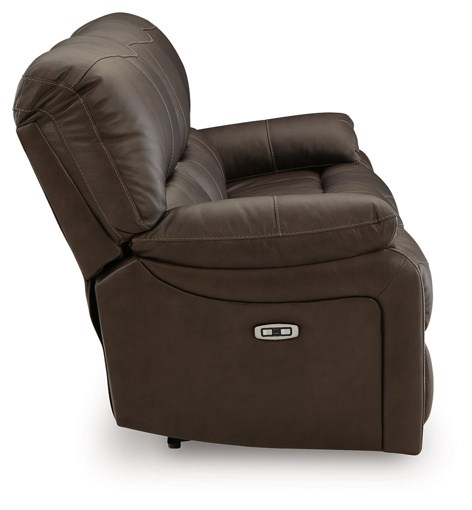 Leesworth Dark Brown Power Reclining Sofa, Loveseat and Recliner - Ornate Home