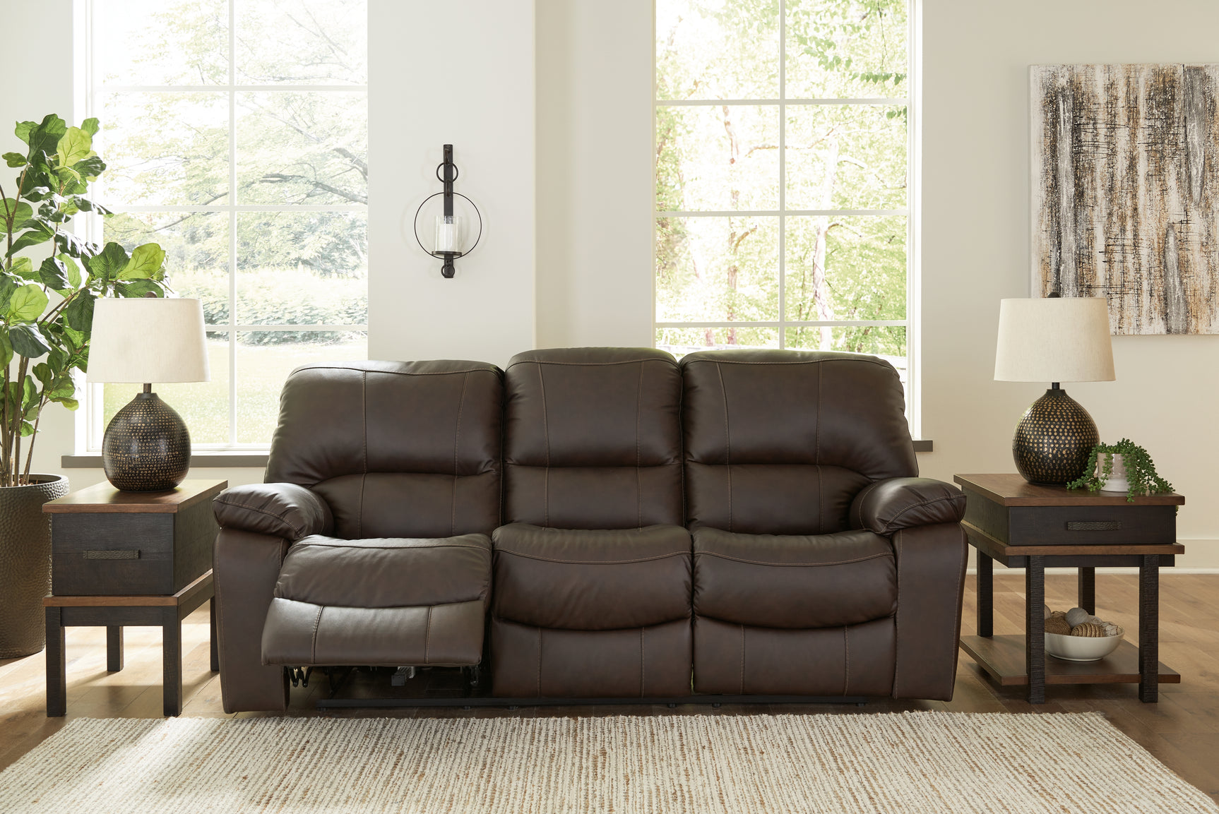 Leesworth Dark Brown Power Reclining Sofa, Loveseat and Recliner - Ornate Home