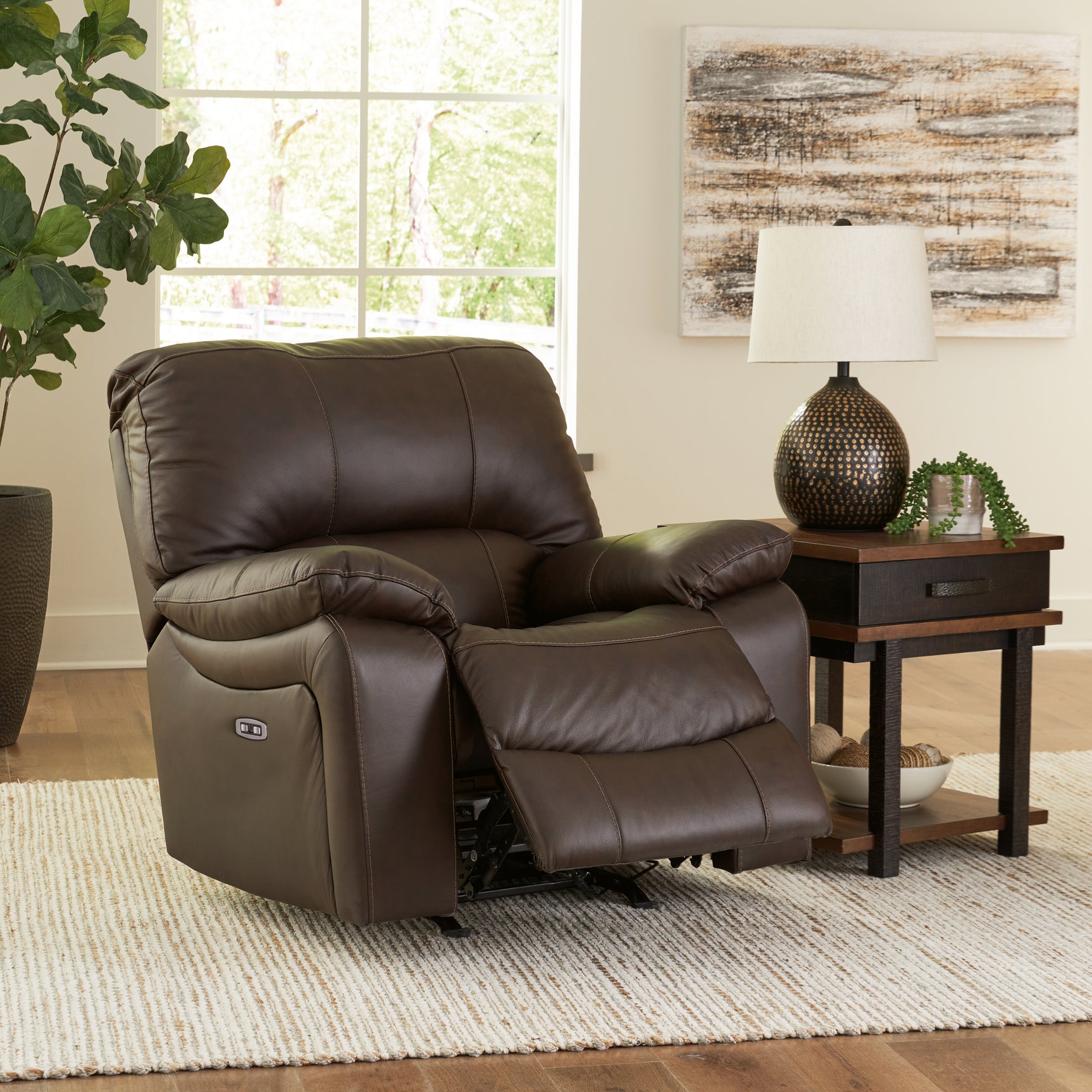 Leesworth Dark Brown Power Reclining Sofa, Loveseat and Recliner - Ornate Home