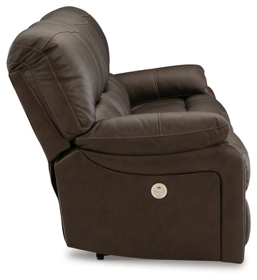 Leesworth Dark Brown Power Reclining Sofa - Ornate Home