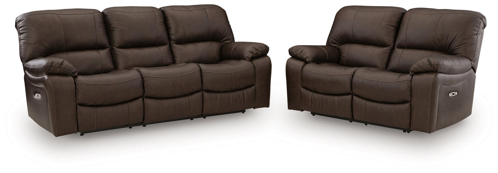Leesworth Dark Brown Power Reclining Sofa and Loveseat (Online Special Price) - Ornate Home