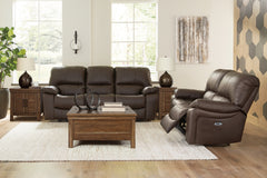 Leesworth Dark Brown Power Reclining Sofa and Loveseat - Ornate Home