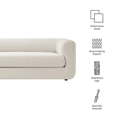 Leif Alabaster 89" Performance Velvet Upholstered Sofa - Ornate Home