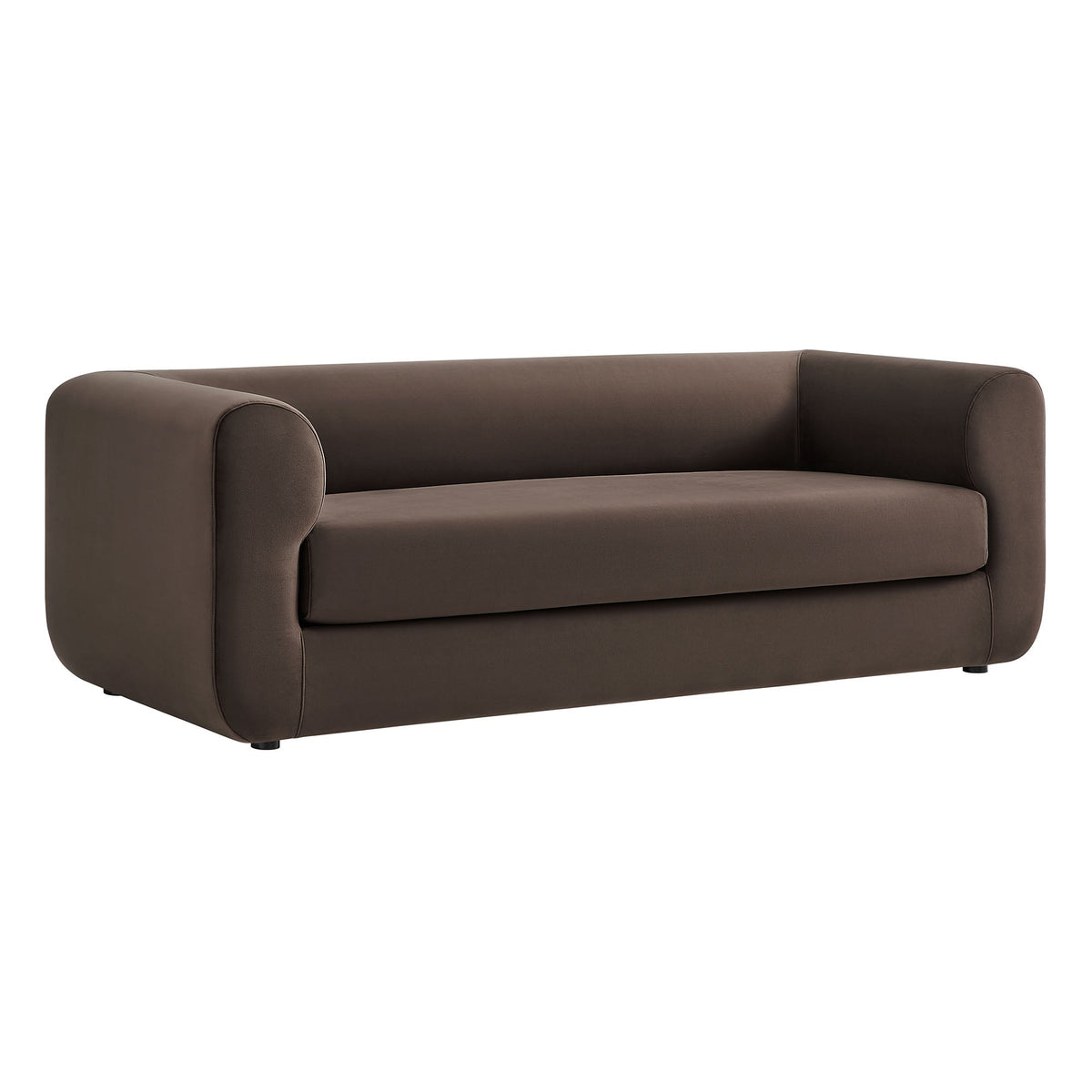 Leif Chocolate Brown 89" Performance Velvet Upholstered Sofa - Ornate Home