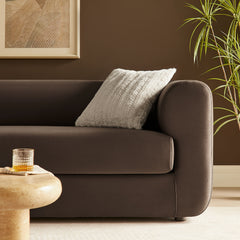 Leif Chocolate Brown 89" Performance Velvet Upholstered Sofa - Ornate Home