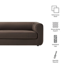 Leif Chocolate Brown 89" Performance Velvet Upholstered Sofa - Ornate Home