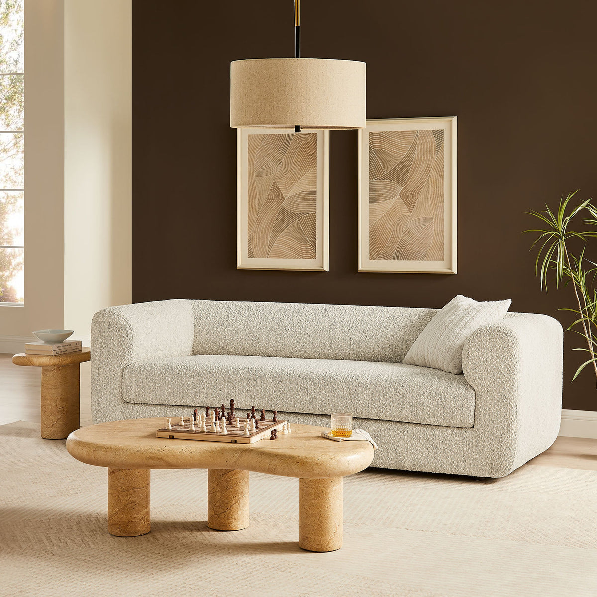 Leif Pearl 89" Boucle Upholstered Sofa - Ornate Home