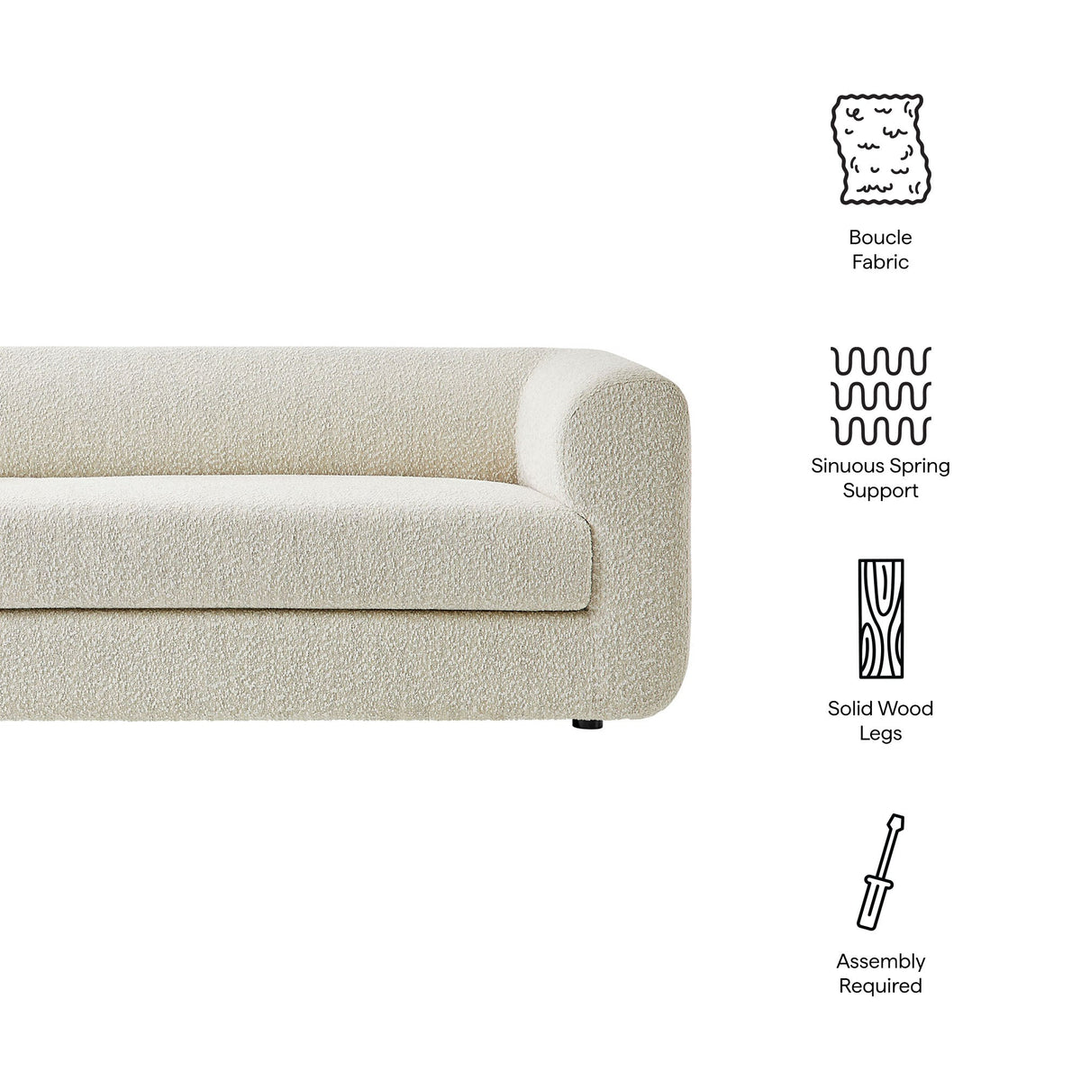Leif Pearl 89" Boucle Upholstered Sofa - Ornate Home