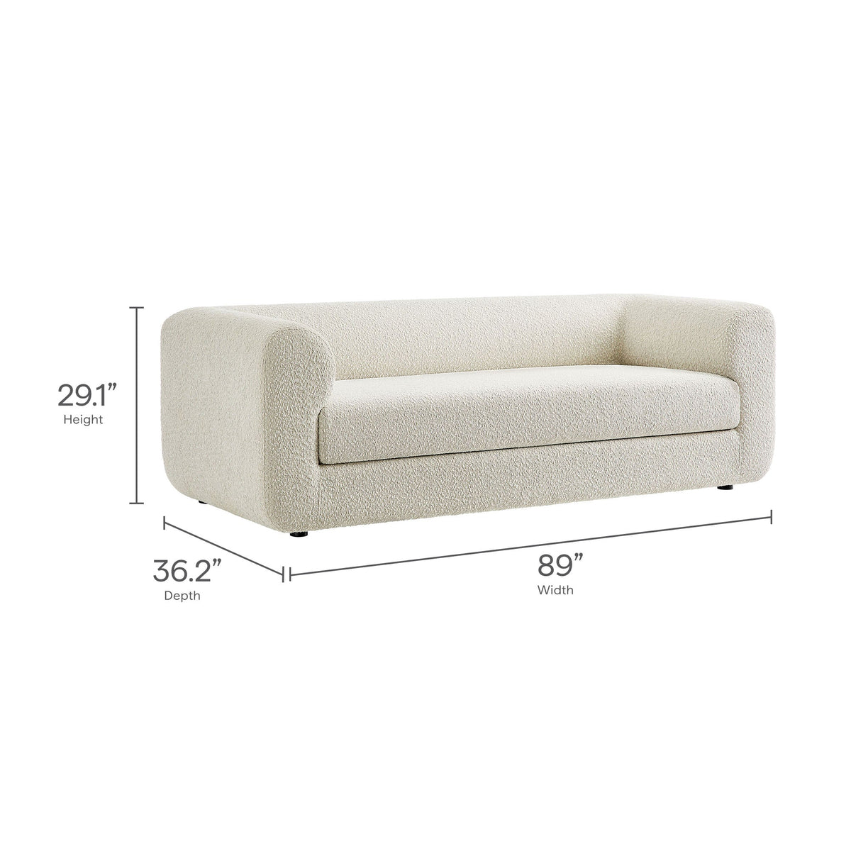 Leif Pearl 89" Boucle Upholstered Sofa - Ornate Home