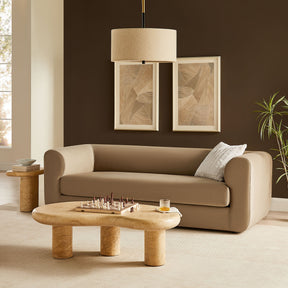 Leif Taupe 89" Performance Velvet Upholstered Sofa - Ornate Home