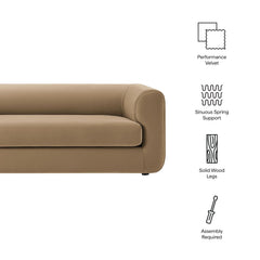 Leif Taupe 89" Performance Velvet Upholstered Sofa - Ornate Home