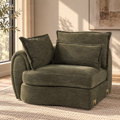 Leighton Green Modular - Left Facing Arm Chair W/3 Pillows - Ornate Home