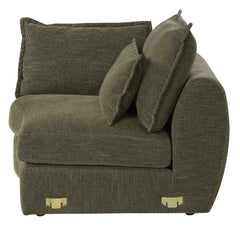 Leighton Green Modular - Left Facing Arm Chair W/3 Pillows - Ornate Home