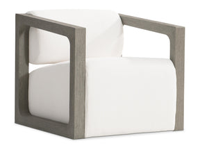 Leilani White/Cream/Weathered Teak Outdoor Swivel Chair - Ornate Home