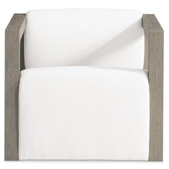 Leilani White/Cream/Weathered Teak Outdoor Swivel Chair - Ornate Home