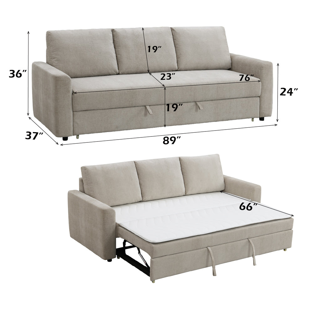 Leira Beige Sofa W/Sleeper - Ornate Home