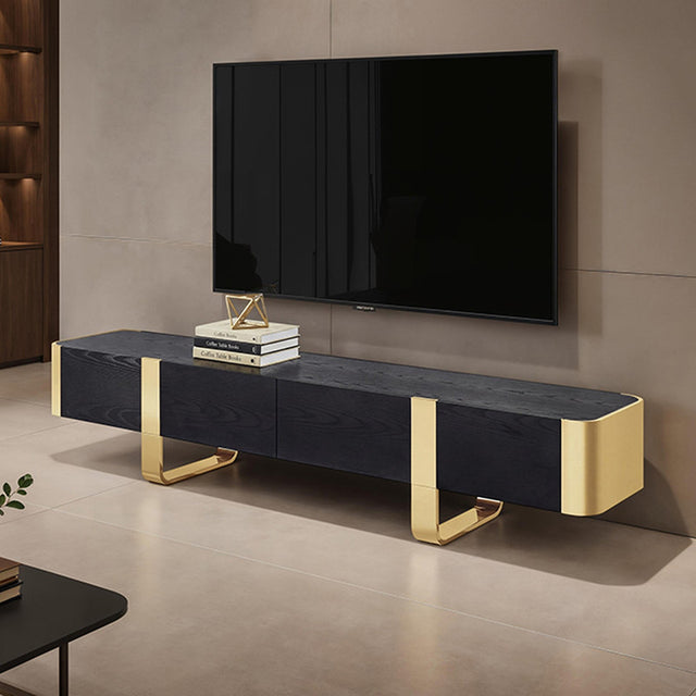Leknes Gold/Black TV Stand - Ornate Home