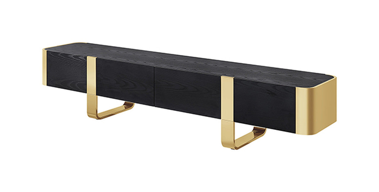 Leknes Gold/Black TV Stand - Ornate Home