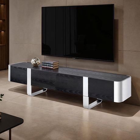 Leknes Silver/Black TV Stand - Ornate Home