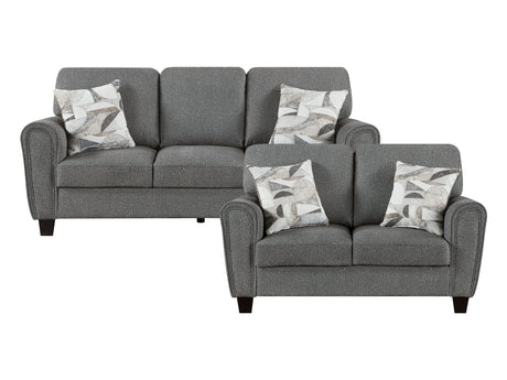 Lemond Charcoal Gray Sofa and Loveseat - Ornate Home