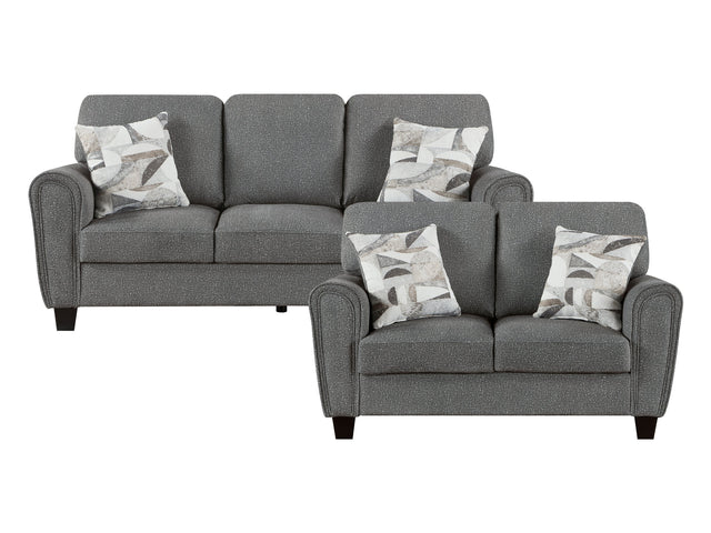 Lemond Charcoal Gray Sofa and Loveseat - Ornate Home