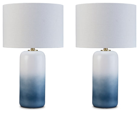 Lemrich White/Teal Table Lamp (Set of 2) - Ornate Home