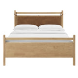 Leni Light Oak/Canyon Queen Size Vegan Leather and Wood Platform Bed Frame - Ornate Home