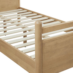 Leni Light Oak/Canyon Twin Size Vegan Leather and Wood Platform Bed Frame - Ornate Home