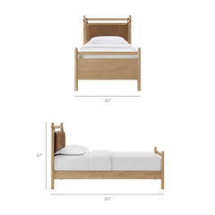 Leni Light Oak/Canyon Twin Size Vegan Leather and Wood Platform Bed Frame - Ornate Home