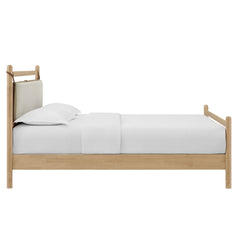 Leni Light Oak Heathered Ivory Full Size Wood Platform Bed Frame - Ornate Home