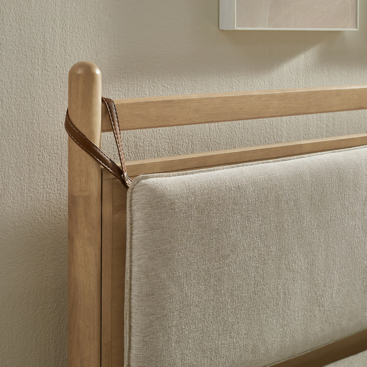 Leni Light Oak Heathered Ivory King Size Wood Platform Bed Frame - Ornate Home