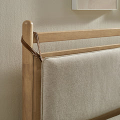 Leni Light Oak Heathered Ivory King Size Wood Platform Bed Frame - Ornate Home