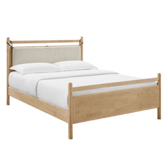 Leni Light Oak Heathered Ivory King Size Wood Platform Bed Frame - Ornate Home
