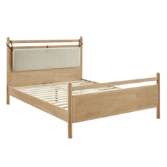 Leni Light Oak Heathered Ivory Queen Size Wood Platform Bed Frame - Ornate Home