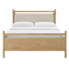 Leni Light Oak Heathered Ivory Queen Size Wood Platform Bed Frame - Ornate Home