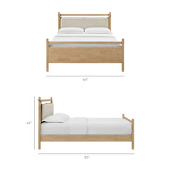 Leni Light Oak Heathered Ivory Queen Size Wood Platform Bed Frame - Ornate Home