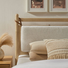 Leni Light Oak Heathered Ivory Twin Size Wood Platform Bed Frame - Ornate Home