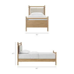 Leni Light Oak Heathered Ivory Twin Size Wood Platform Bed Frame - Ornate Home