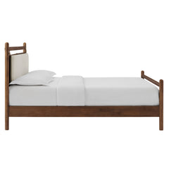 Leni Walnut Heathered Ivory King Size Wood Platform Bed Frame - Ornate Home