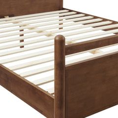 Leni Walnut Heathered Ivory King Size Wood Platform Bed Frame - Ornate Home