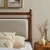 Leni Walnut Heathered Ivory Twin Size Wood Platform Bed Frame - Ornate Home