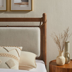 Leni Walnut Heathered Ivory Twin Size Wood Platform Bed Frame - Ornate Home
