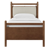 Leni Walnut Heathered Ivory Twin Size Wood Platform Bed Frame - Ornate Home