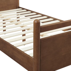 Leni Walnut Heathered Ivory Twin Size Wood Platform Bed Frame - Ornate Home