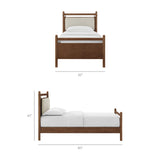 Leni Walnut Heathered Ivory Twin Size Wood Platform Bed Frame - Ornate Home