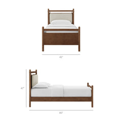 Leni Walnut Heathered Ivory Twin Size Wood Platform Bed Frame - Ornate Home